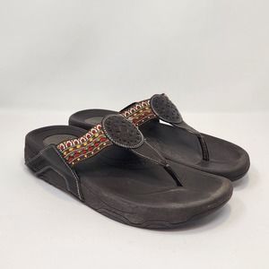 Skechers Tone Up Cali Meow Thong Slip On Sandals Womens Size 9 Brown Boho Wedge